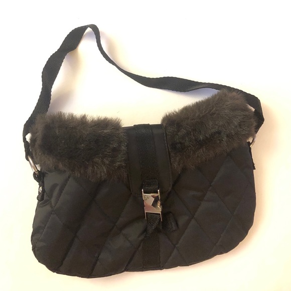 Mini Causal Handbag with Faux Fur Trim - Picture 1 of 3